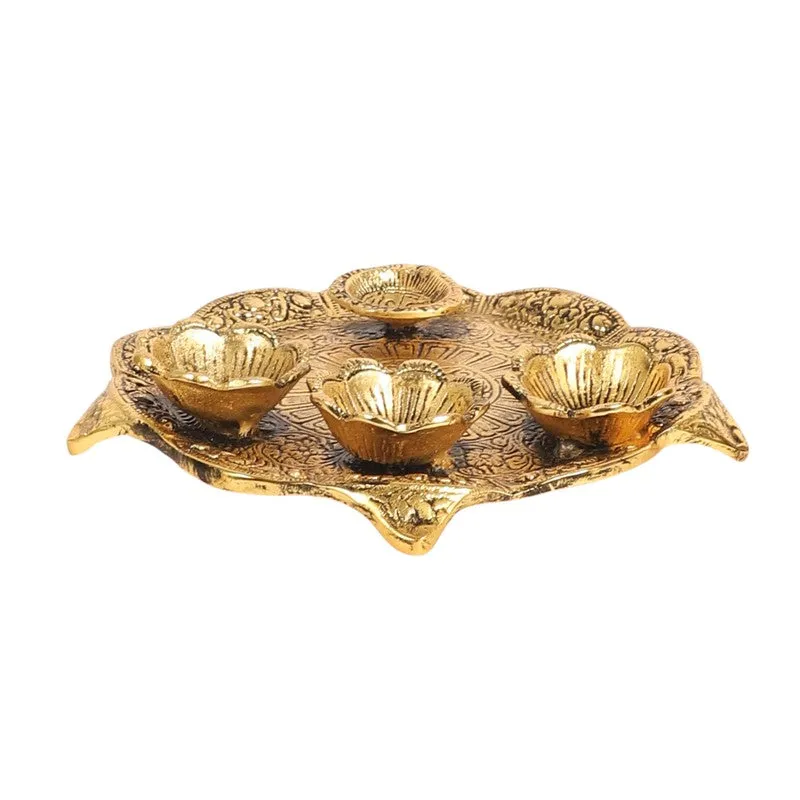 Anantya Aluminum Pooja Thali Set - Gold media 8