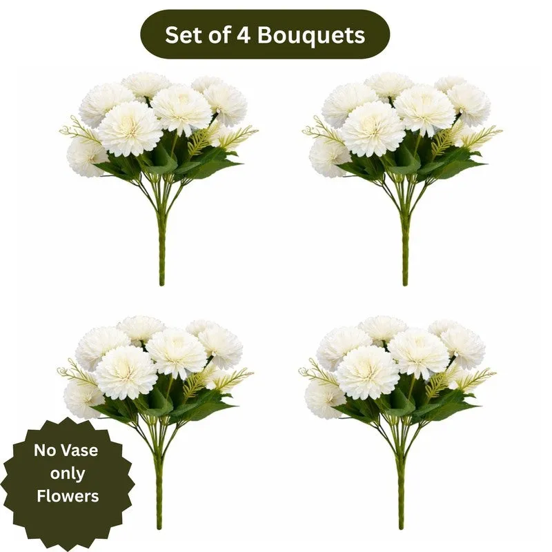 Florisse Artificial Hydrangea Flower (White) - Set Of Four media 6