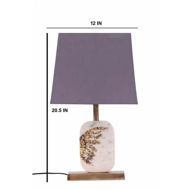 Winged Printed Marble & Brass Base Fabric Table Lamp - Grey,White media 5