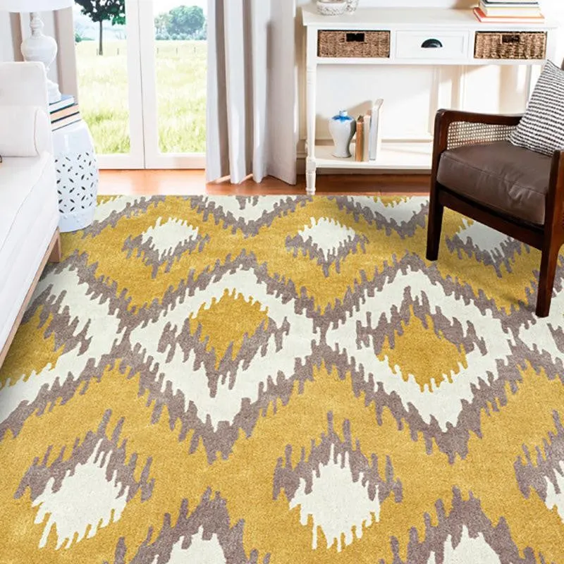 Dwalin Hand Tufted Geometric Wool & Nylon Carpet - Yellow media 3