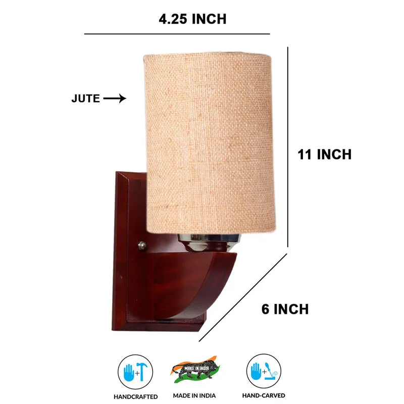 Buff Cylindrical Wooden Wall Lamp media 7