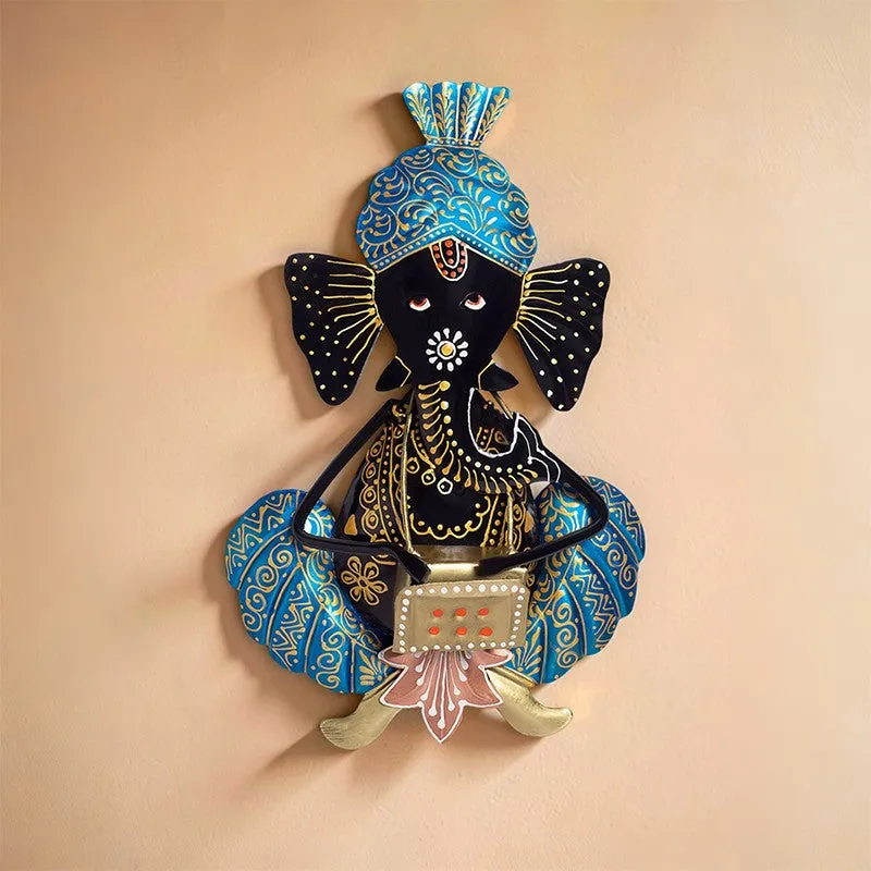 Ganesh Handcrafted Iron Wall Accent - Blue media 6