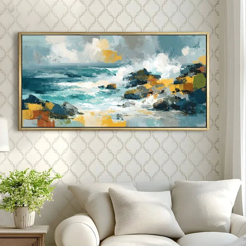 Rocky Horizon Canvas Wall Painting With Frame media 4
