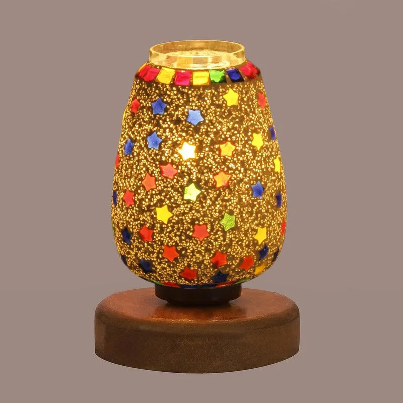 Flareonix Glass Table Lamp With Wooden Base - Multicolor media 7