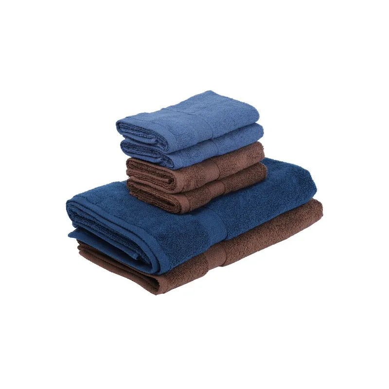 Miorah Hand & Face Towel Combo (Brown & Blue) - Six Piece Set media 4
