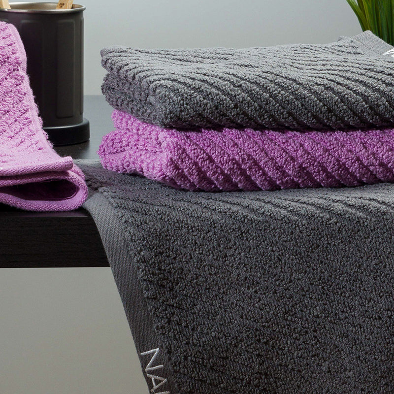 Nautica Riviera Soft Cotton Hand & Face Towel (Lilac & Dark Grey) - Set Of Four media 3