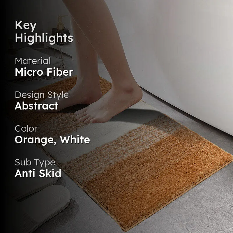 Elvira Anti Skid Striped Bath Mat - Orange media 2