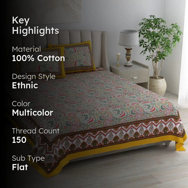 Marvam Floral Cotton Bedsheet - 150 TC media 2