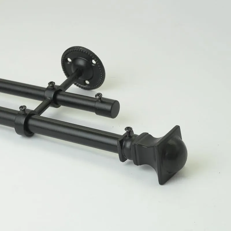 Cubera Duo Extendable 1" Double Curtain Rods With Urn Finial & Brackets media 4