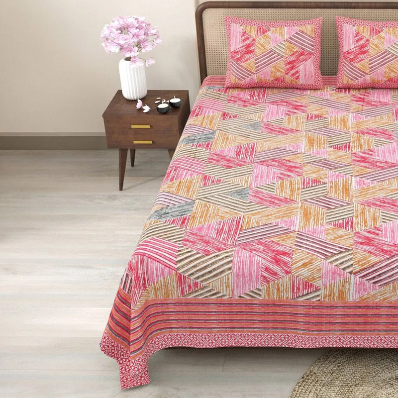 Softio Cotton Bedsheet (Pink) - 240 TC media 4