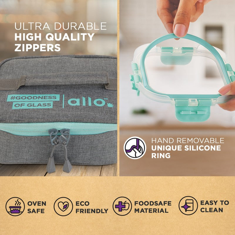 Sniblo Leak Proof Glass Lunch Box with Bag- Set of Four media 8