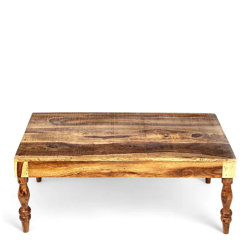 Zynex Sheesham Wooden Center Table - Brown,Beige media 3
