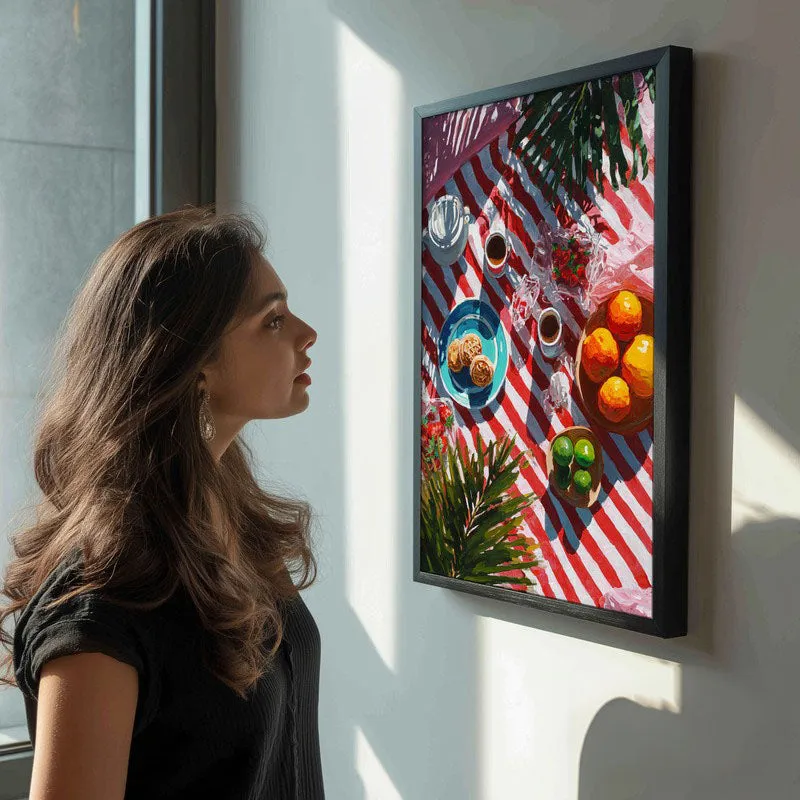 Sunny Table Canvas Wall Painting - Black Frame media 5