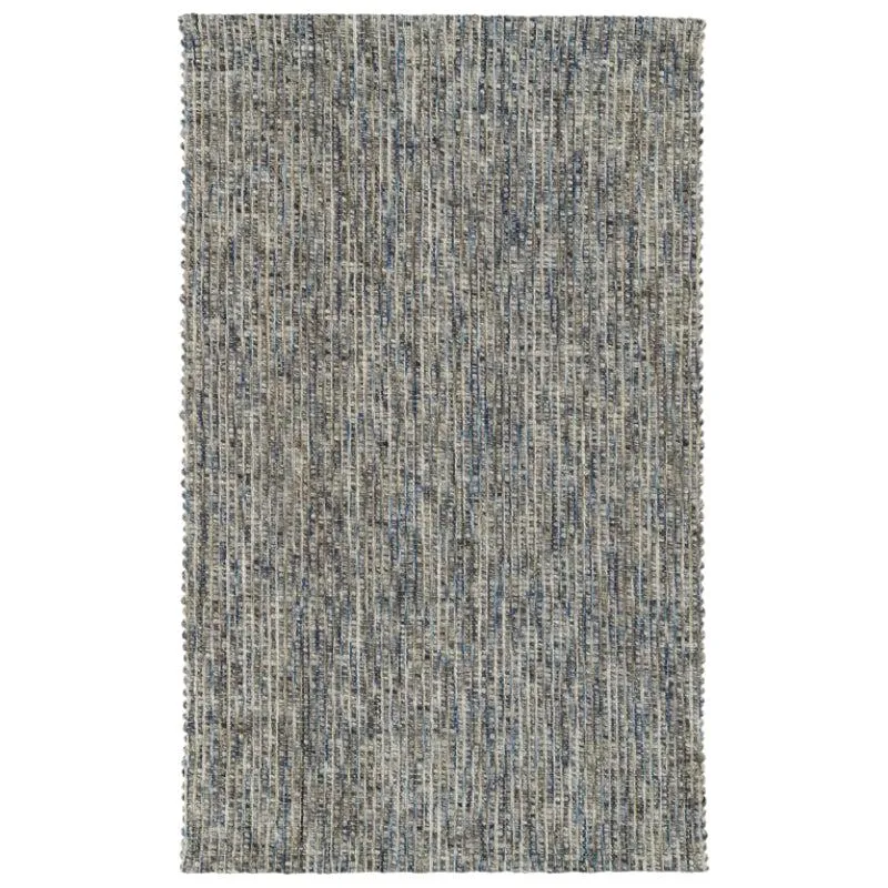 Artistry Threads Hand Woven Wool Rug - Blue & Brown media 1