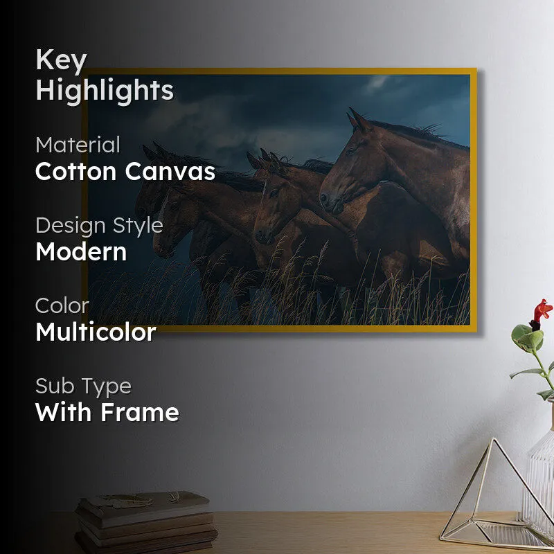 Grazing Horses Wall Art with Gold Frame media 2