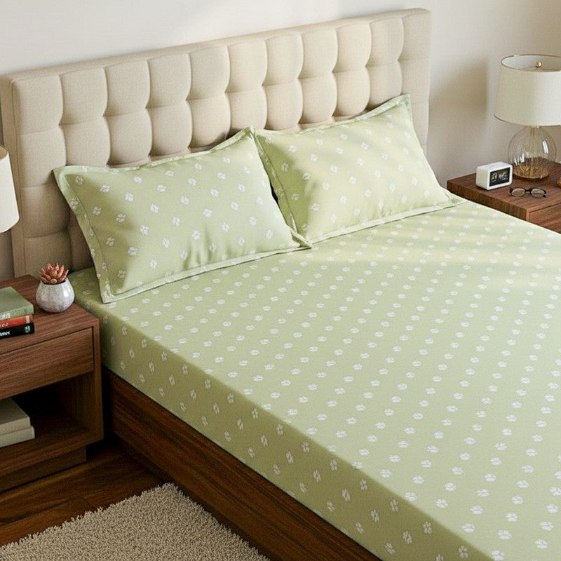Gazal Floral Cotton Bedsheet (Green) - 170 TC media 3