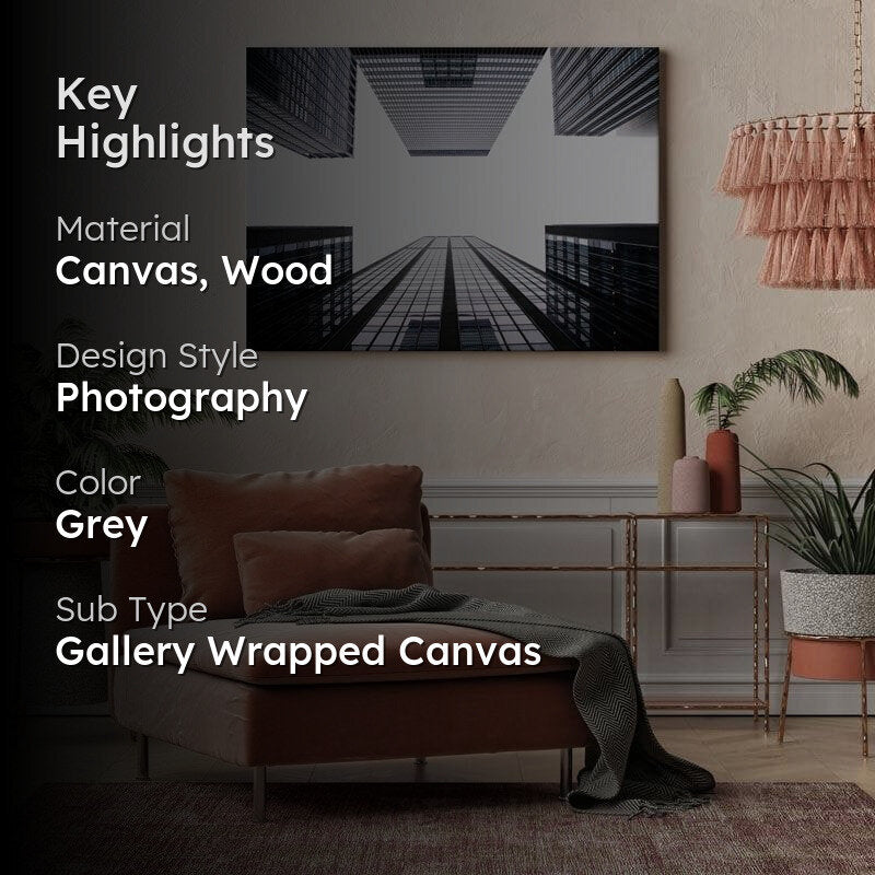 Urban Noir Black And White Canvas Wall Painting - Gallery Wrap media 2