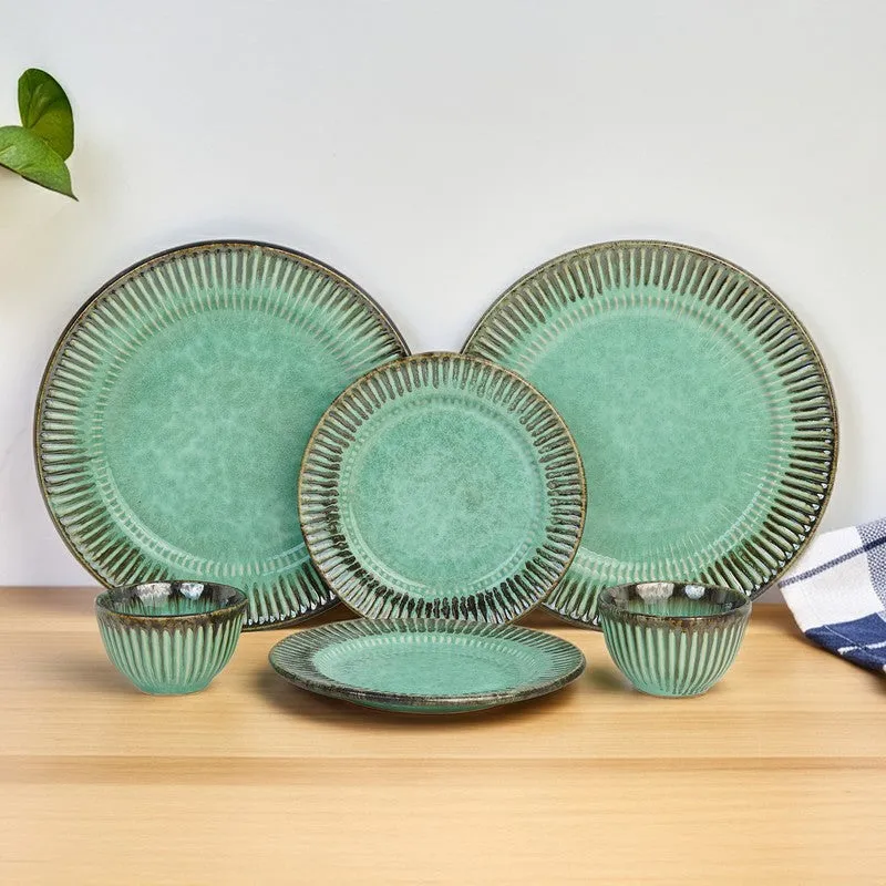 Mintora Green Ceramic Dinner Set - 6 Piece Set media 1