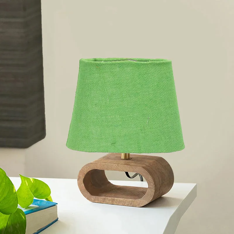 Ajna Wooden Table Lamp - Green,Brown media 2