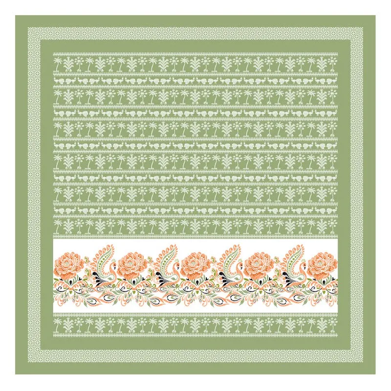 Ethnic Classic Cotton Bedsheet (Green,White) - 120 TC media 4
