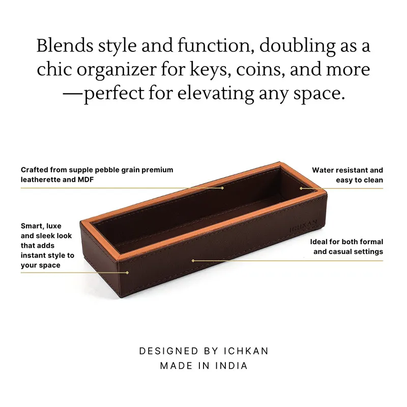 Tisca Faux Leather Cutlery Tray - Brown media 3