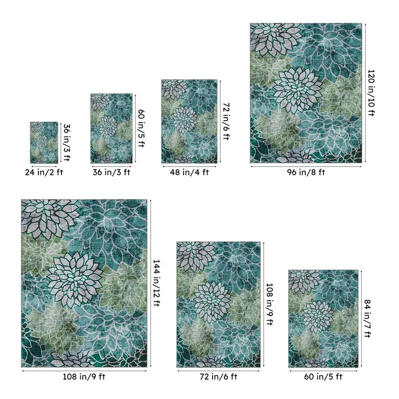 Enaya Floral Polyester Carpet - Turquoise media 13