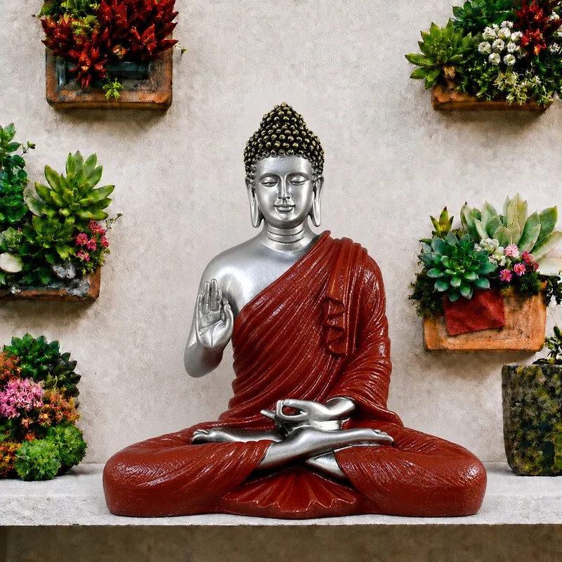 Sacred Aura Buddha Marble Idol - Maroon media 1