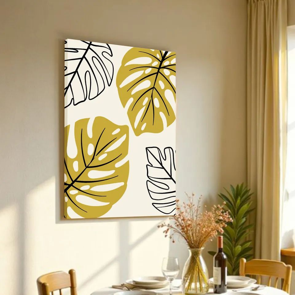 Leaf Lines Minimal Wall Painting media 2