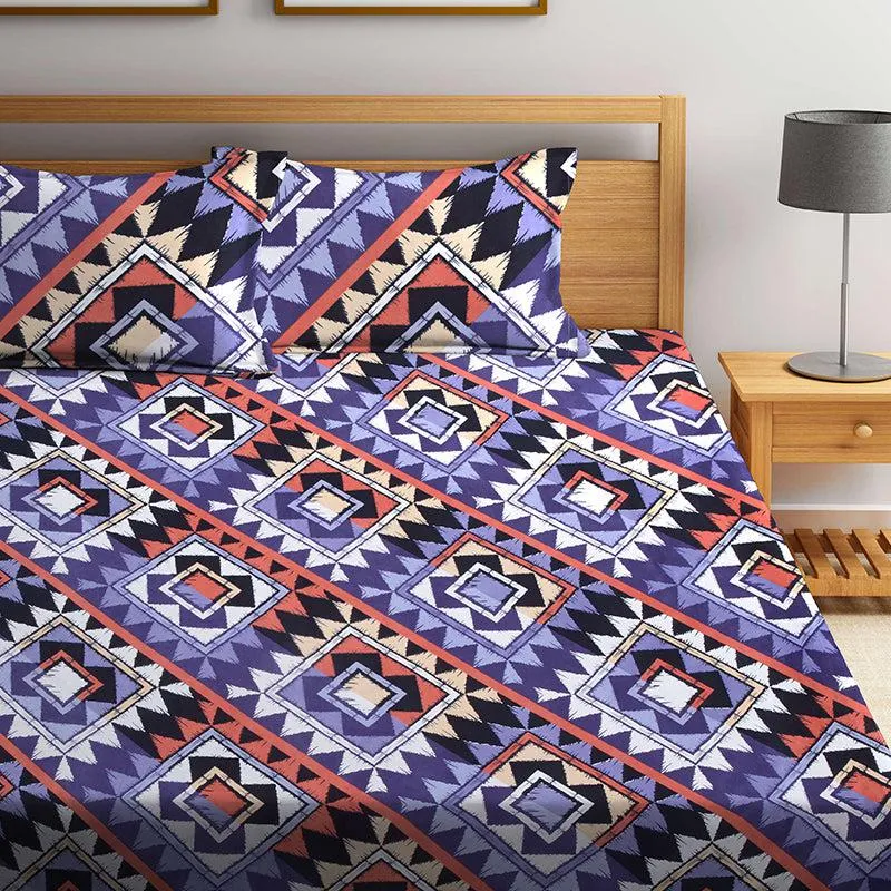Falcon Geometric PollyCotton Bedsheet - 150 GSM media 3