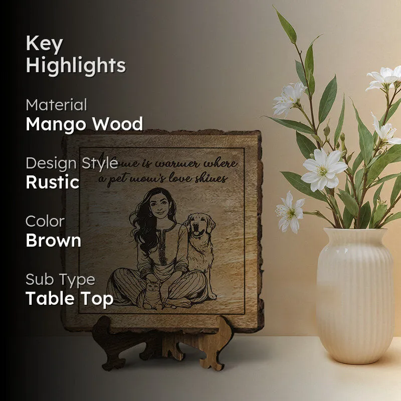 Pet Mom's Love Wood Showpiece - Square media 2