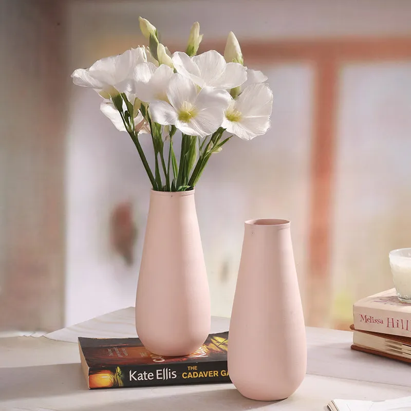 Areitha Metal Vase (Baby Pink) - Set Of Two media 3