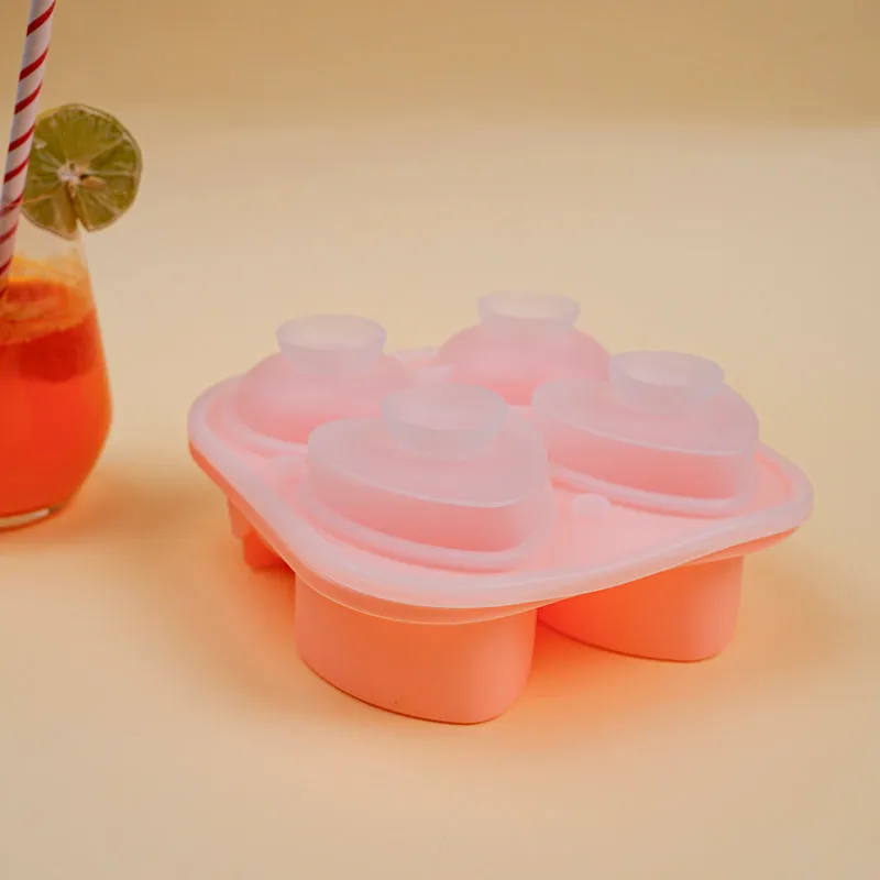 Rose Heart Silicone 4-Cube Ice Mould - Peach media 5