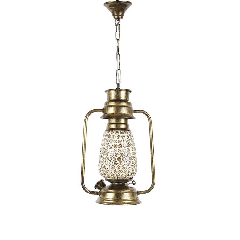 Navina Mosaic Lantern Glass Ceiling Lamp - Gold media 4