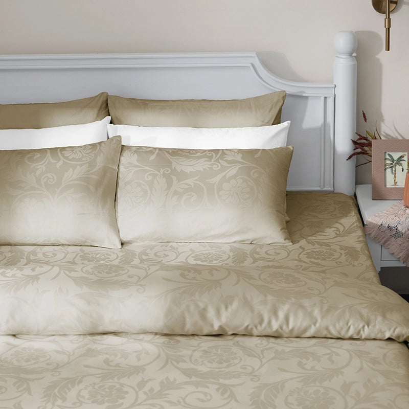 Bloom Bold Jacquard Pillow Cover (Beige) - Set Of Two