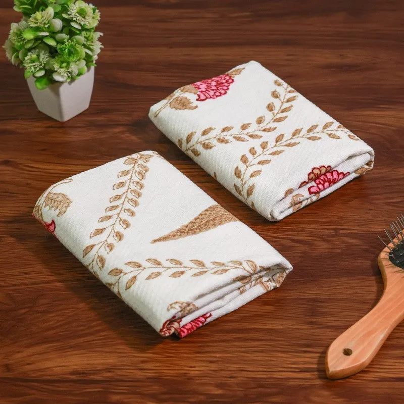 Desert Bloom Cotton Hand Towel (Mustard) - Set Of Two media 1