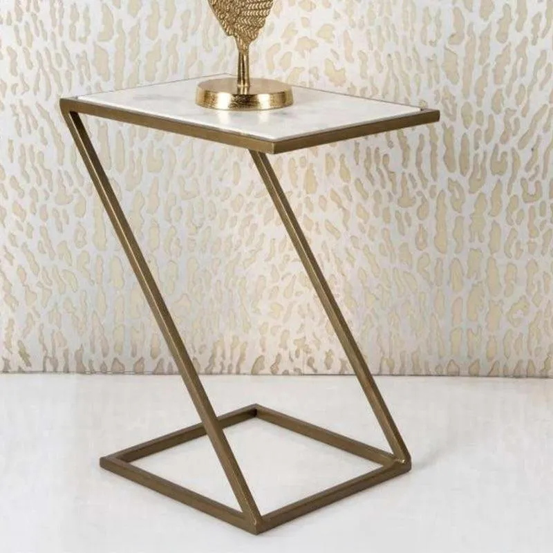 Bastion Metal SideTable with Marble Top media 1
