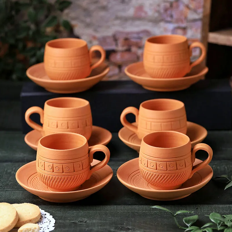 Raw Steep Terracotta Cup & Saucer (160 mL Each) - Set of Six media 5