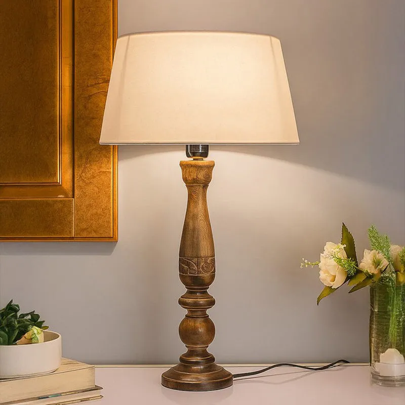 Earthie Fabric Table Lamp - White media 1