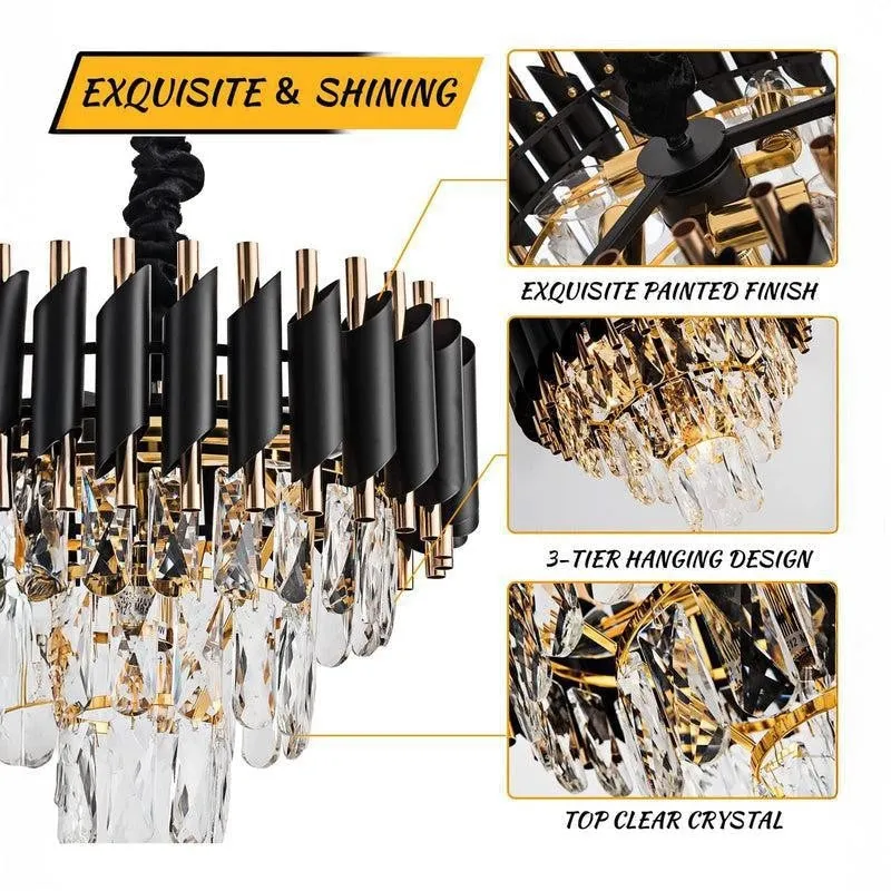 Versailles Crystal Metal Chandelier - Black media 3