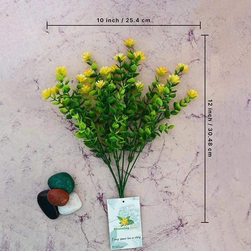 Faux Kalanchoe Artificial Flower Stick (Yellow) - Set of Five media 4