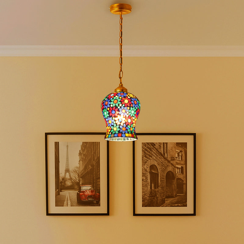 Mosaic Stars Metal & Glass Ceiling Lamp