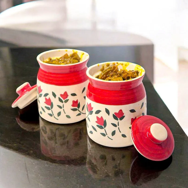 Ghara Flora Ceramic Jar (300 mL Each) - Set Of Two media 1