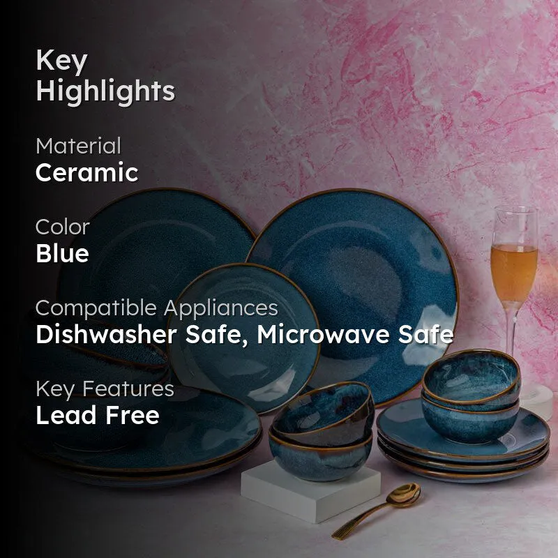 Tarangini Handmade Dinner Set (Blue) - 14 Piece Set media 2