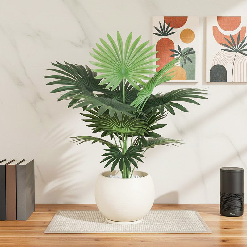 Edela Artificial Palm Tree With Black Plastic Pot - 1.8 Feet