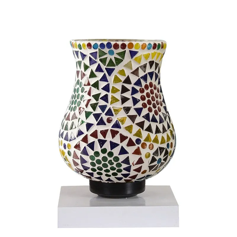 Glorite Mosaic Glass Table Lamp With Wooden Base - Multicolor media 5