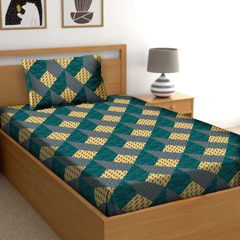 Morgana Geometric Printed Cotton Bedsheet - 124 TC media 1