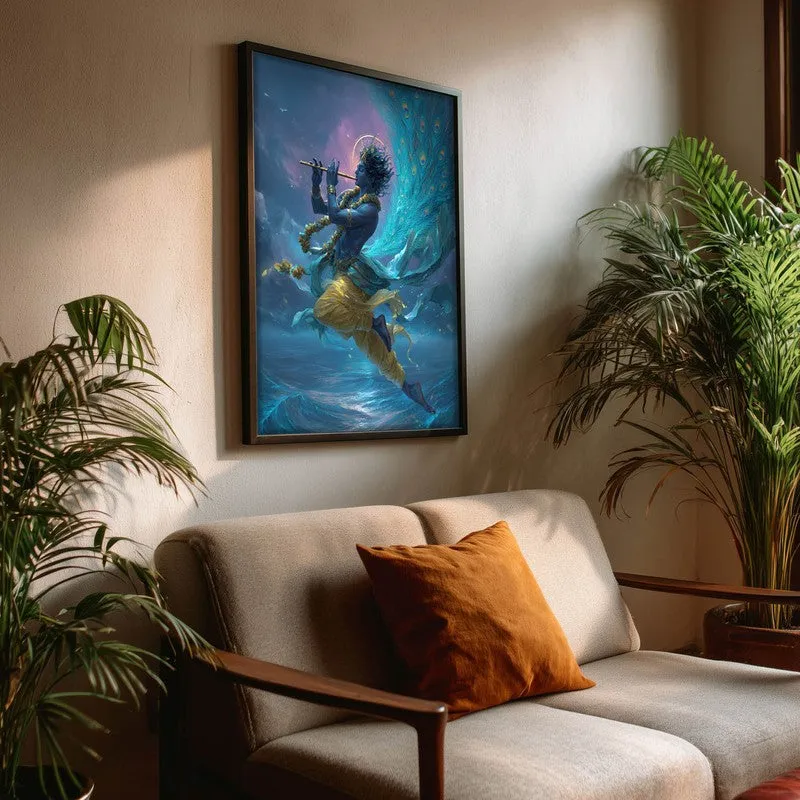 Lord Krishna in Celestial Radiance Archival Paper Wall Art media 3