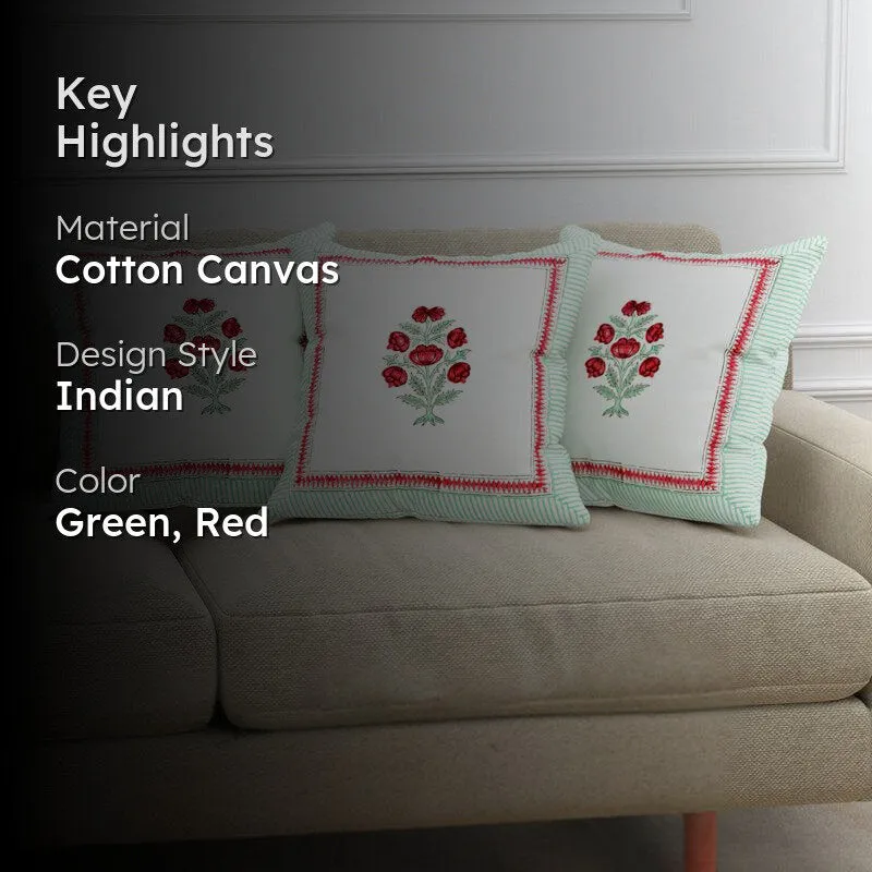 Chameli Cascade Jaipuri Block Print Cushion Cover - Set Of Three media 2