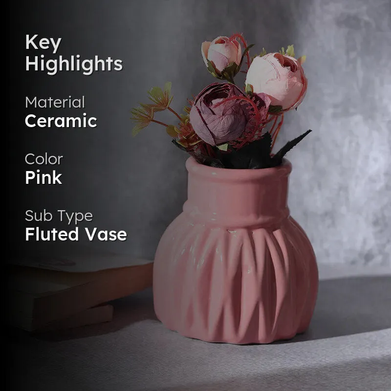 Faire Carve Ceramic Vase - Pink media 2