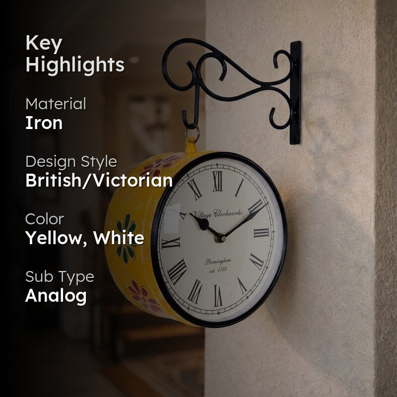 Solar Seconds Hand-Painted Iron Wall Clock media 2